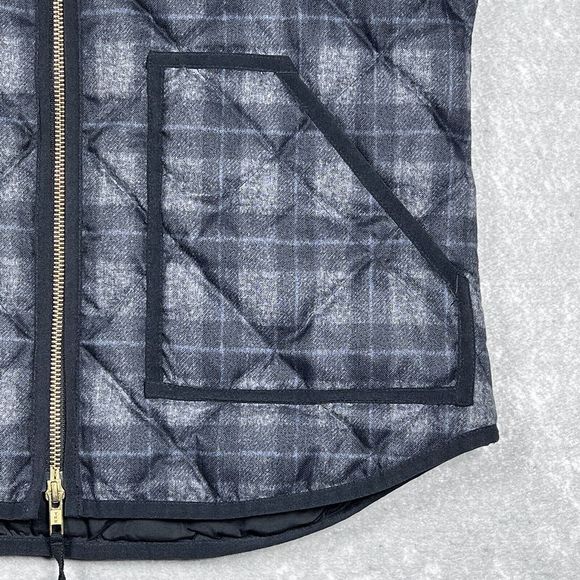 J. Crew Vest Womens Size Small Gray Black Plaid Mountain Puffer Trim 60% Down - Picture 5 of 11